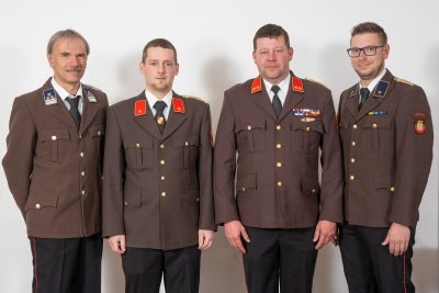 Kommando ab 2021: HVM Heinz Wanko, BI Thomas Wagner, OBI Wolfgang Stern, V Stefan Wanko (Foto aus 2024)