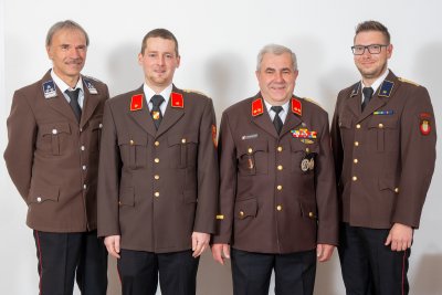 Kommando 2011-2021: HVM Heinz Wanko, BI Thomas Wagner, OBI Josef Steininger, V Stefan Wanko (Foto aus 2024)